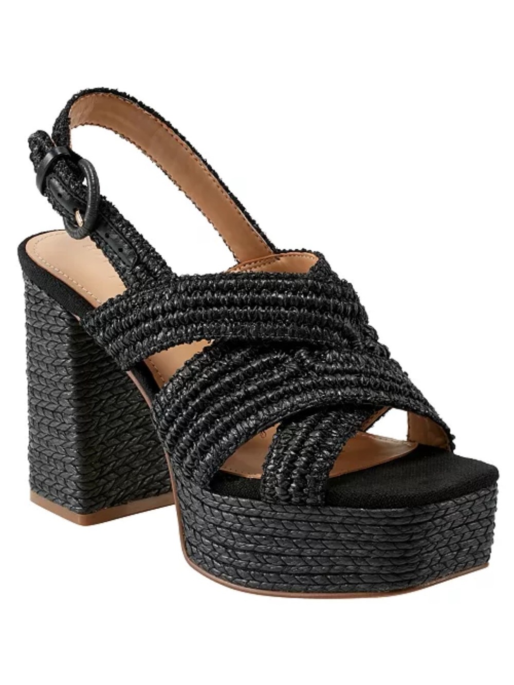 Marc Fisher Black Braided Platform Slingbacks